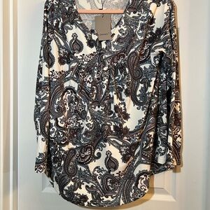 👗NWT  Chic Paisley Women's Tunic Top size large